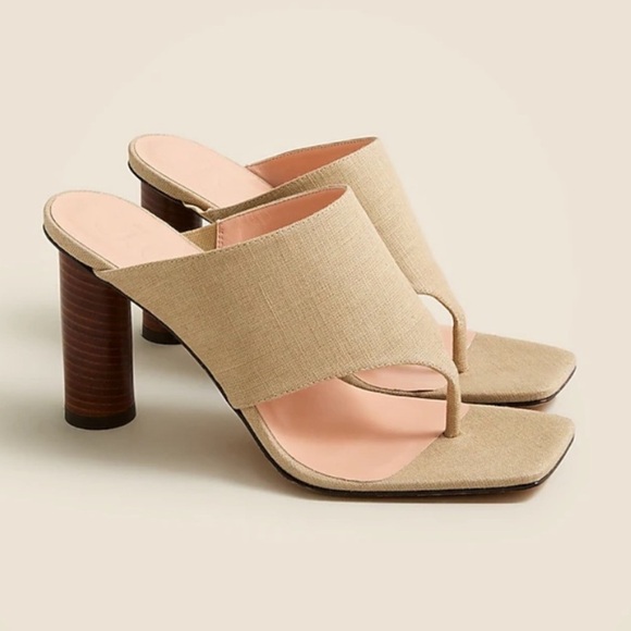NWOB J.Crew Rounded Hell Thong Sandals In Linen Size 8.5 - Picture 1 of 7
